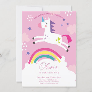 Unicorn Girl Birthday Einladung