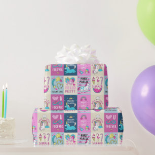 Unicorn Girl Geburtstag Geschenkpapier