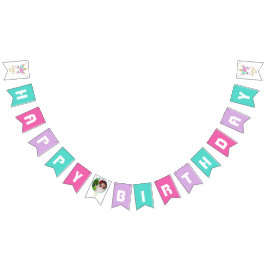 Unicorn Girl Geburtstagsbanner Wimpelkette