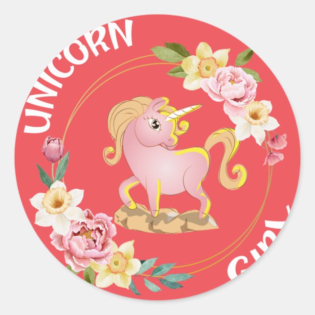 Unicorn Girl Illustration Sticker (Vorderseite)