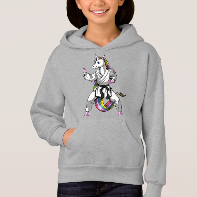 Unicorn Girl Karate Ninja Hoodie (Vorderseite)