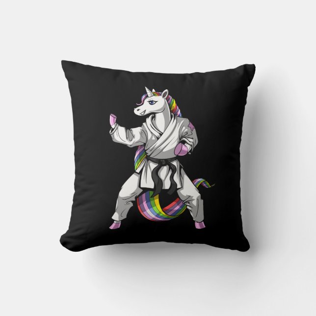 Unicorn Girl Karate Ninja Kissen (Vorderseite)