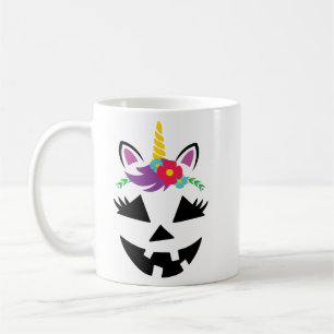Unicorn Girl Kürbislaterne Pumpkin Face Halloween Kaffeetasse