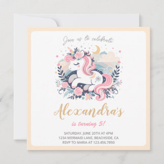 Unicorn Girl Magical Pastel Einladung