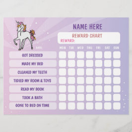 Unicorn Girl Reward Chart Personalisiert Planner Flyer
