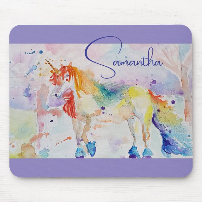 Unicorn Girls benutzerdefinierbarer Name USB-Stick Mousepad (Vorne)