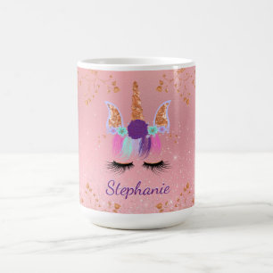 Unicorn Girly Blush Pink Glitzer Rose Gold Kaffeetasse