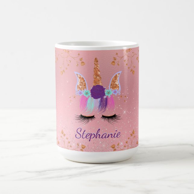 Unicorn Girly Blush Pink Glitzer Rose Gold Kaffeetasse (Mittel)