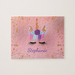 Unicorn Girly Blush Pink Glitzer Rose Gold Puzzle