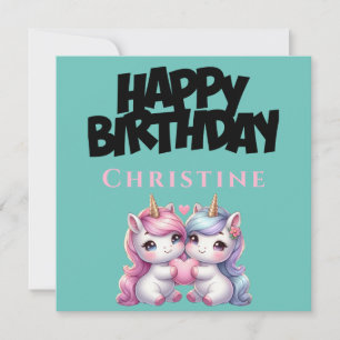 Unicorn Girly Happy Birthday Card Feiertagskarte