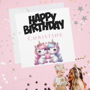 Unicorn Girly Happy Birthday Card Feiertagskarte