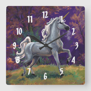 Unicorn Glade Quadratische Wanduhr