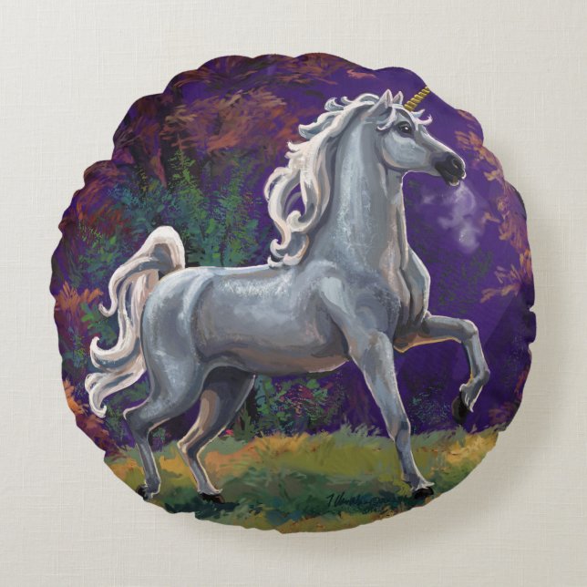Unicorn Glade Rundes Kissen (Vorderseite)