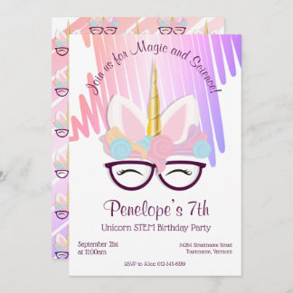 Unicorn Glasses Magical STEM Einladung zum Geburts