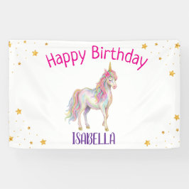 Unicorn Glitter Girls Birthday Banner