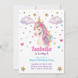 Unicorn Glitter Girls Birthday Einladung