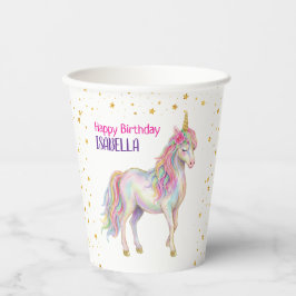 Unicorn Glitter Girls Birthday Pappbecher