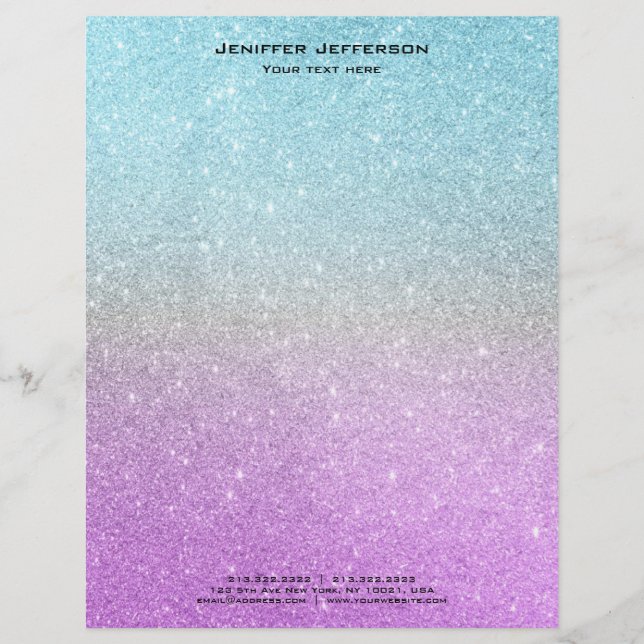 Unicorn Glitzer Letterhead Briefbogen (Vorderseite)