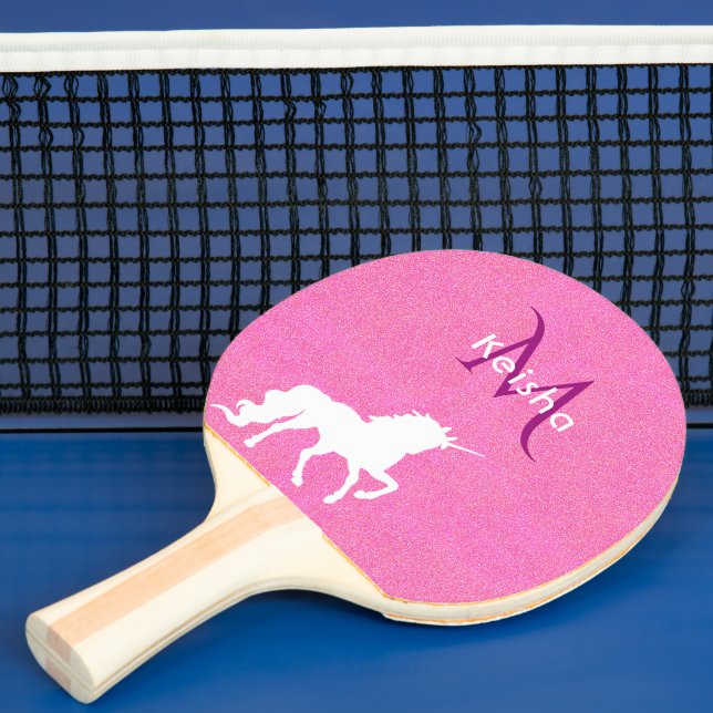 Unicorn Glitzer monogramm Mädchen Tischtennis Schläger (InSitu)