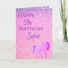 Unicorn Glitzer Rosa Lila Niedliche Mädchenzeit Ge Karte