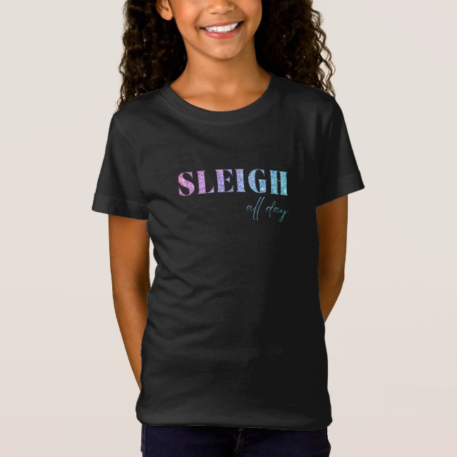 Unicorn Glitzer Sleigh T-Shirt (Vorderseite)
