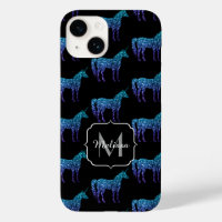 Unicorn Glitzern Aqua-blaues Omermuster Monogram