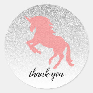 Unicorn Glitzern Happy Birthday Party Stickers