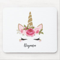 Unicorn Gold Floral Niedlich Trendy Mouse Pad