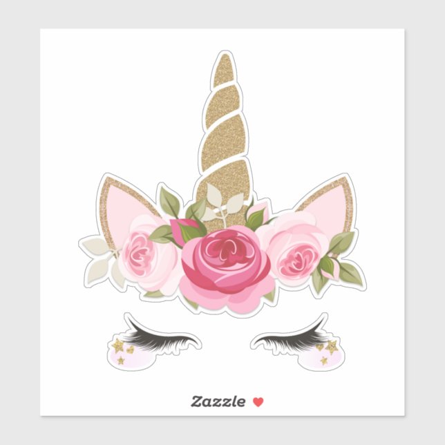 Unicorn Gold Pink Niedlich Trendy Sticker (Blatt)