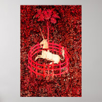 UNICORN GOTHIC FANTASY BLUME, RED FLORAL MOTIFS