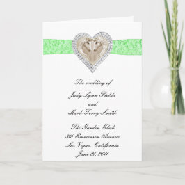 Unicorn Green Lace Wedding Program Card Programm