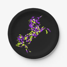 Unicorn Grün Lila, plattierte Farbe Pappteller