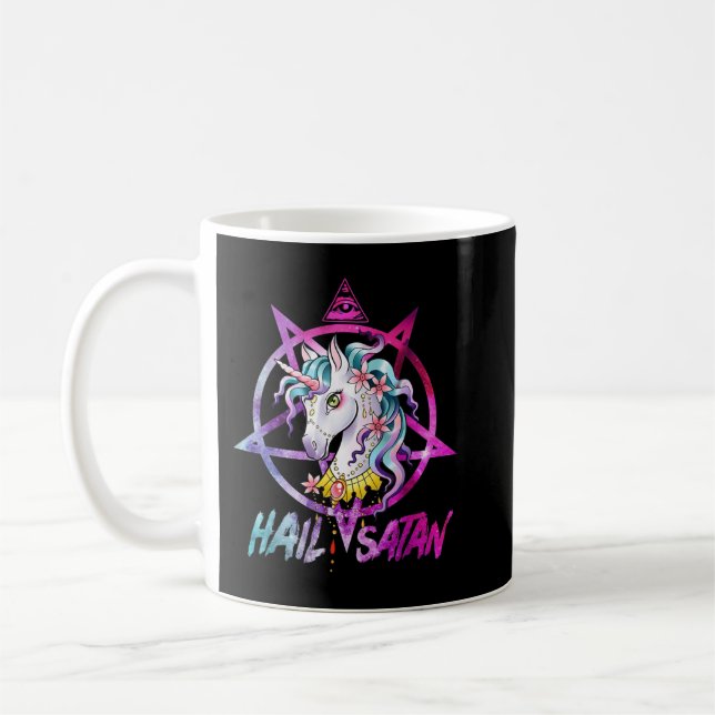 Unicorn Hail Satan Death Metal Rainbow Rave Männer Kaffeetasse (Links)