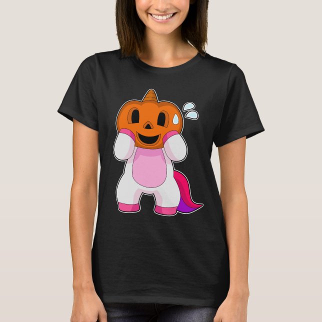 Unicorn Halloween Pumpkin T-Shirt (Vorderseite)