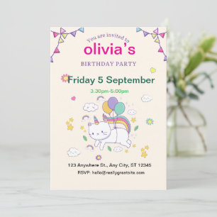 Unicorn Handgezogene Preise Geburtstag Einladung
