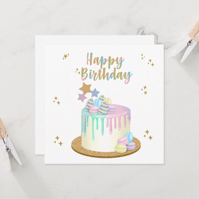 Unicorn Happy Birthday Karte (Vorderseite/Rückseite Beispiel)