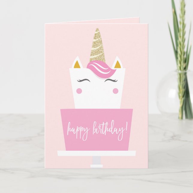 Unicorn Happy Birthday Karte (Vorderseite)