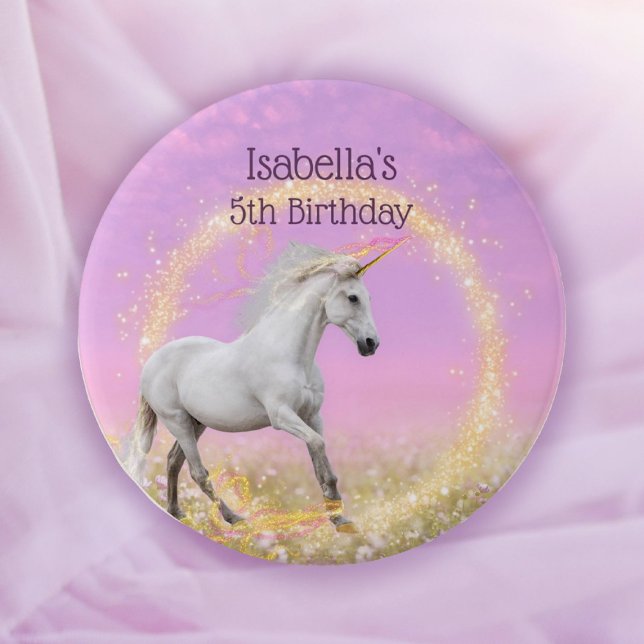 Unicorn Happy Birthday Name and Age Template Button (Unicorn Happy Birthday Name and Age Template Button)