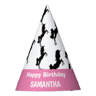 Unicorn Happy Birthday Pink Party Hat Partyhütchen