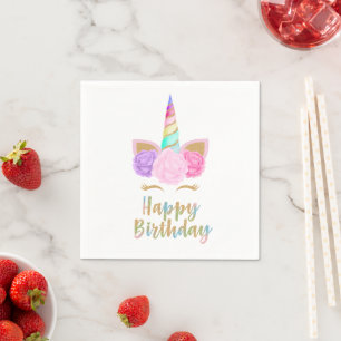 Unicorn Happy Birthday Serviette