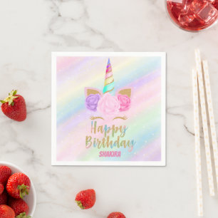 Unicorn Happy Birthday Serviette