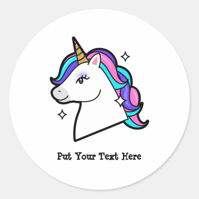 Unicorn Head clipart | Girl Unicorn Clipart Runder Aufkleber (Vorderseite)