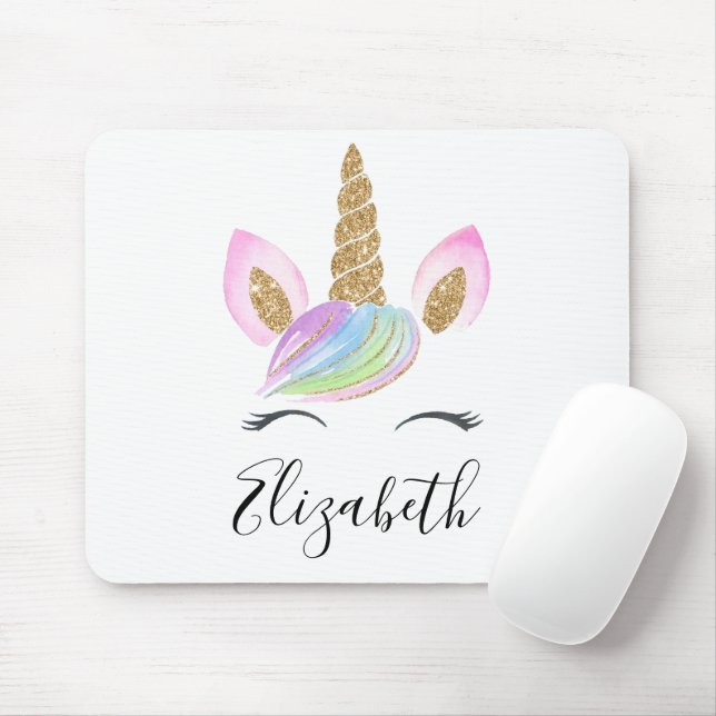 Unicorn Head Niedlicher Personalisierter Individue Mousepad (Mit Mouse)