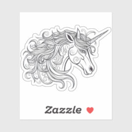 Unicorn Head Zeichnend klein Aufkleber