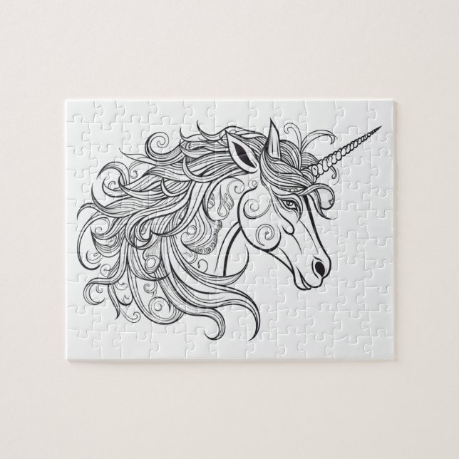 Unicorn Head Zeichnend klein Puzzle (Horizontal)