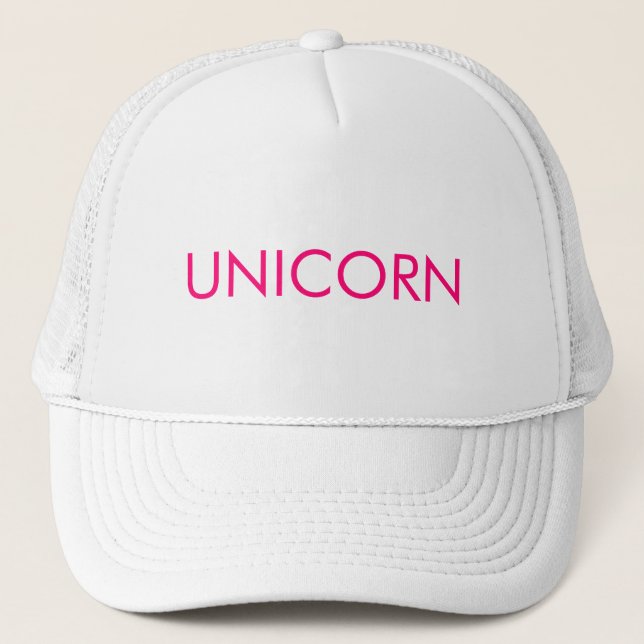 Unicorn heiß rosa minimalistische Typografie lusti Truckerkappe (Vorderseite)