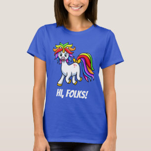 Unicorn Hi Folks lustig fröhlich T-Shirt