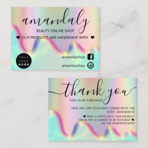 Unicorn Holograph Online Shop Danke für den Rabatt Visitenkarte