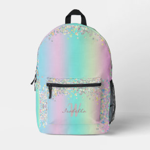 Unicorn Holographic Glitzer Bedruckter Rucksack