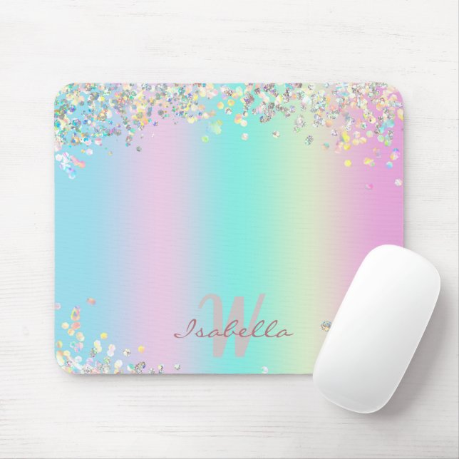 Unicorn Holographic Glitzer Mousepad (Mit Mouse)